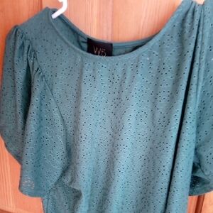 W5 Forest Green Eyelet Blouse